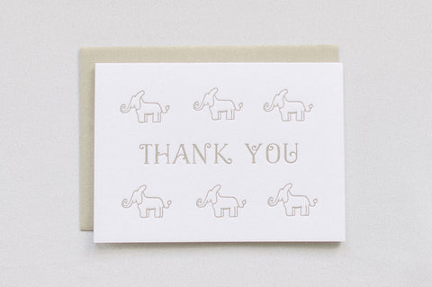 Letterpress Elephant Thank You